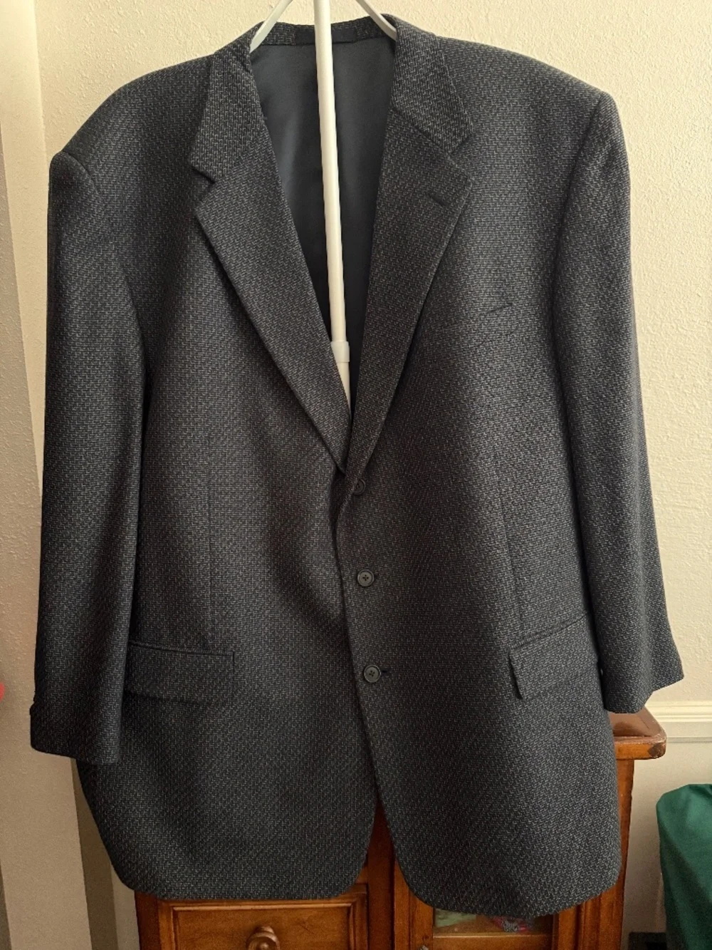 MENS BIG & TALL Tallia Rochester 44 Gray Wool Tweed Herringbone 3-Button